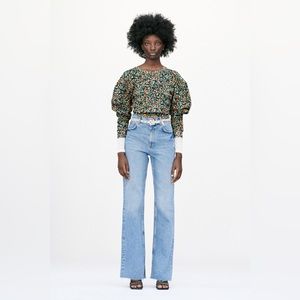 Zara Floral Balloon Sleeve Top Medium | Voluminous Blouse | Cottagecore Romantic